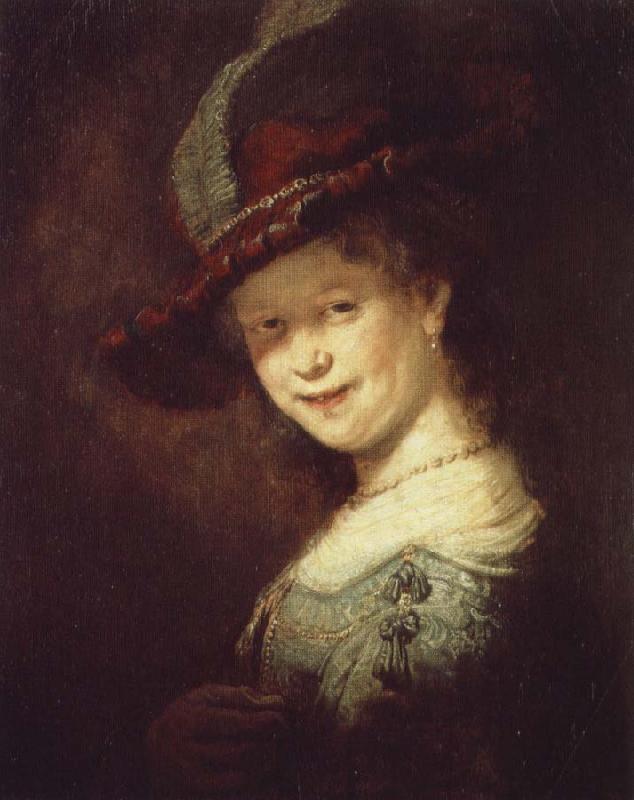 Rembrandt van rijn portratt av den unga saskia oil painting picture